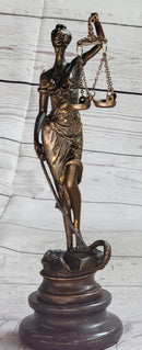 Bronze Blind Lady of Justice Scales Law Lawyer Attorney Office Statue Figurine
