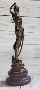 Bronze Blind Lady of Justice Scales Law Lawyer Attorney Office Statue Figurine