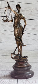 Bronze Blind Lady of Justice Scales Law Lawyer Attorney Office Statue Figurine