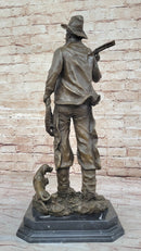 Cowboy w/ Rifle, Lasso, and Dog - Bronze Metal Western Art Sculpture by Milo