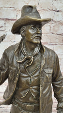 Cowboy w/ Rifle, Lasso, and Dog - Bronze Metal Western Art Sculpture by Milo