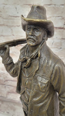 Cowboy w/ Rifle, Lasso, and Dog - Bronze Metal Western Art Sculpture by Milo