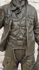 Cowboy w/ Rifle, Lasso, and Dog - Bronze Metal Western Art Sculpture by Milo