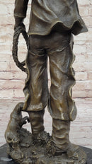 Cowboy w/ Rifle, Lasso, and Dog - Bronze Metal Western Art Sculpture by Milo