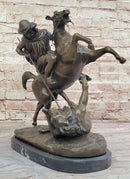 Man on Horseback Hunting a Lion - Bronze Sculpture by Antoine Barye