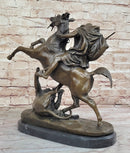 Man on Horseback Hunting a Lion - Bronze Sculpture by Antoine Barye