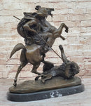 Man on Horseback Hunting a Lion - Bronze Sculpture by Antoine Barye