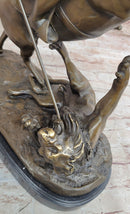 Man on Horseback Hunting a Lion - Bronze Sculpture by Antoine Barye