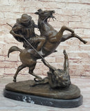 Man on Horseback Hunting a Lion - Bronze Sculpture by Antoine Barye