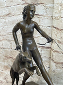 Nude Diana Artemis Walking Dogs Bronze Statue Sculpture Figure Modern Art 13" x 20"