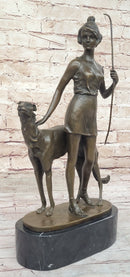 Diana the Huntress with Companion Dog by  Bruno Zach Bronze Sculpture