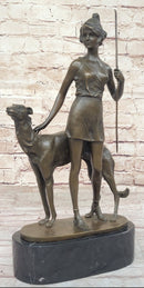 Diana the Huntress with Companion Dog by  Bruno Zach Bronze Sculpture