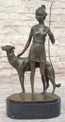 Diana the Huntress with Companion Dog by  Bruno Zach Bronze Sculpture