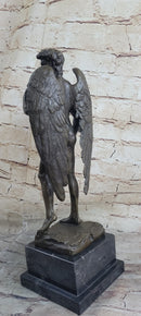 Michelangelo's David as an Angel Bronze Sculpture Statue Nude Figure on Marble Base