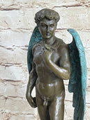 Reimagining of Michelangelo's David w/ Angel Wings Bronze Statue Sculpture Figure 15" x 6"