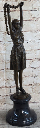 TALL 19'' SIGNED CHIPARUS FLOWER DANCER BRONZE STATUE SCULPTURE FIGURINE FIGURE