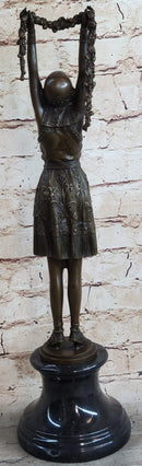 TALL 19'' SIGNED CHIPARUS FLOWER DANCER BRONZE STATUE SCULPTURE FIGURINE FIGURE