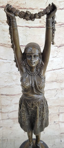 TALL 19'' SIGNED CHIPARUS FLOWER DANCER BRONZE STATUE SCULPTURE FIGURINE FIGURE
