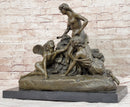 Woman with 2 Angels Bronze Statue Sculpture French Clodion 15" x 17"