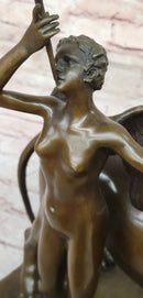 Original Artwork by Italian artist Aldo Vitaleh Bronze Lion with Angel Sculpture