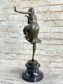 Chiparus Art Deco Gypsy Russian Dancer Bronze Statue Sculpture Figure Marble Base 15" X 6"