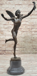 Hot Cast Bronze Art Deco Nude Male Winged Angel Sculpture Statue Figure by Dumont