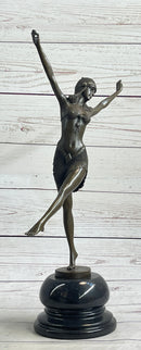 Art Deco Chiparus Starfish Dancer Girl Bronze Figure Statue Sculpture on Marble Base
