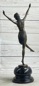 Art Deco Chiparus Starfish Dancer Girl Bronze Figure Statue Sculpture on Marble Base