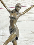Art Deco Chiparus Starfish Dancer Girl Bronze Figure Statue Sculpture on Marble Base