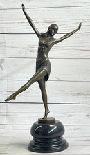 Art Deco Chiparus Starfish Dancer Girl Bronze Figure Statue Sculpture on Marble Base
