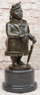 Woman with Umbrella Abstract Bronze Sculpture Statue Art Fernando Botero