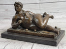 Nude Female Figure Woman Laying on her Side by Fernando Botero Bronze Sculpture
