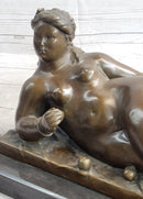 Nude Female Figure Woman Laying on her Side by Fernando Botero Bronze Sculpture