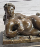 Nude Female Figure Woman Laying on her Side by Fernando Botero Bronze Sculpture