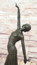 Dimitri Chiparus Graceful Art Deco Dancer Girl in Long Skirt - Bronze Sculpture on Marble Base