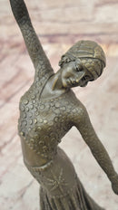 Dimitri Chiparus Graceful Art Deco Dancer Girl in Long Skirt - Bronze Sculpture on Marble Base