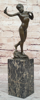 Nude Male Figure with Sling - Bronze Sculpture on Marble Base by Milo
