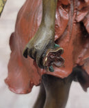 Hot Cast Bronze Young Fairy Girl Winged Angel Figure Sculpture on Green Marble Base