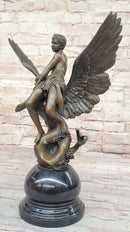 Denys Puech & Barbedienne - La Sirene - Bronze Sculpture of Angel & Ephebus