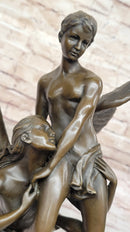 Denys Puech & Barbedienne - La Sirene - Bronze Sculpture of Angel & Ephebus