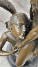 Denys Puech & Barbedienne - La Sirene - Bronze Sculpture of Angel & Ephebus