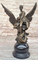 Denys Puech & Barbedienne - La Sirene - Bronze Sculpture of Angel & Ephebus