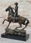 Gunslinger Cowboy on Horseback Aiming Pistol - Western Bronze Sculpture by Kauba