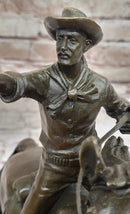 Gunslinger Cowboy on Horseback Aiming Pistol - Western Bronze Sculpture by Kauba