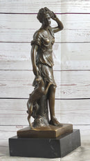 Antoine Coysevox Artemis Diana the Huntress w/ Dog Bronze Sculpture Statue