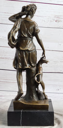 Antoine Coysevox Artemis Diana the Huntress w/ Dog Bronze Sculpture Statue