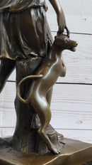 Antoine Coysevox Artemis Diana the Huntress w/ Dog Bronze Sculpture Statue