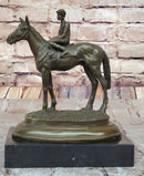 Horse Jockey Racing Equine Art Equestrian Collector Bronze Statue Sculpture Original 8" x 6.5"