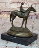 Horse Jockey Racing Equine Art Equestrian Collector Bronze Statue Sculpture Original 8" x 6.5"