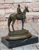 Horse Jockey Racing Equine Art Equestrian Collector Bronze Statue Sculpture Original 8" x 6.5"